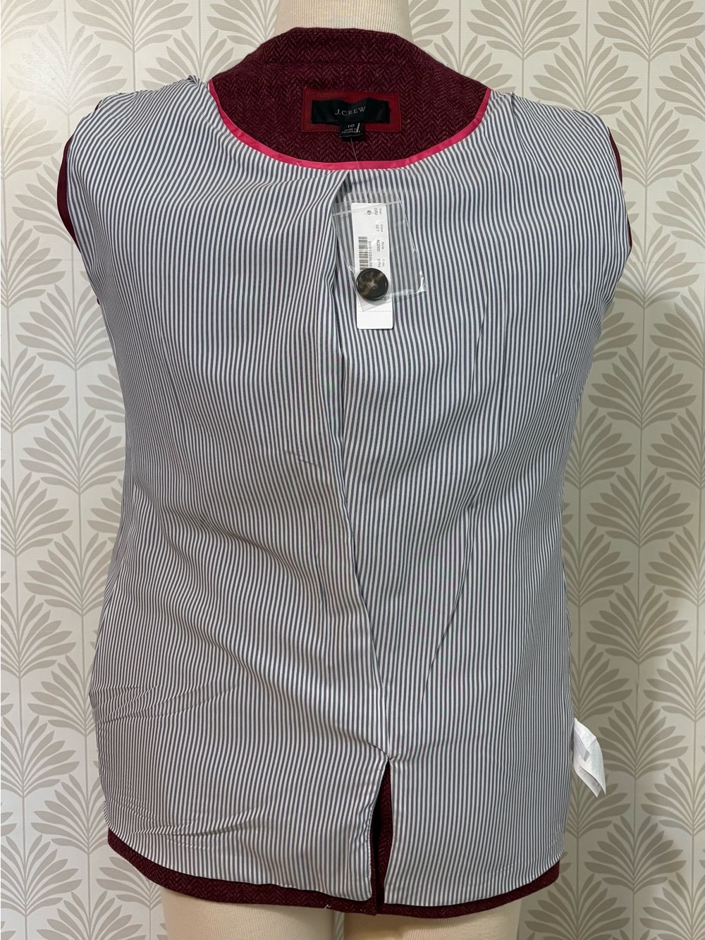 J. Crew Burgundy Herringbone Wool-Blend Single-Button Blazer - Picture 5 of 8